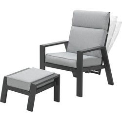 Max verstelbare fauteuil met voetenbank - carbon black - licht grijs