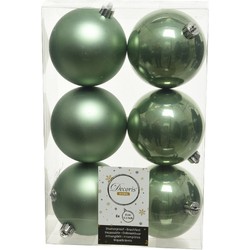 Decoris Kerstballen - 6x st - salie groen - D8 cm - kunststof - Kerstbal