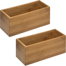 Set van 2x stuks sieraden/make-up houder/box rechthoek 23 x 9,5 cm van bamboe hout - Make-up dozen