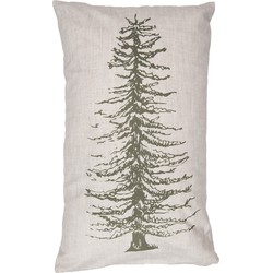 Clayre & Eef Kussenhoes  30x50 cm Beige Groen Polyester Dennenbomen Sierkussenhoes