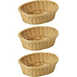 Kesper fruitmandje/broodmandje - 3x - 23 x 29 x 9,5 cm - gevlochten - broodmand