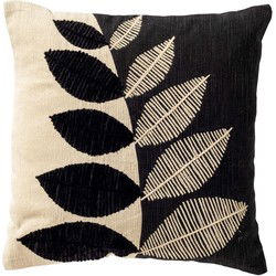 Dutch Decor DANEE - sierkussen 45x45 cm - bladmotief - Raven - zwart - Dutch Decor