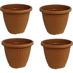 Bloempot Terra voor binnen & buiten - hoogwaardig kunststof - Ø 16 x H 13 cm - set 4 stuks