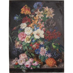 Clayre & Eef Schilderij  55x73 cm Bruin Rood Canvas Bloemen Canvas schilderij