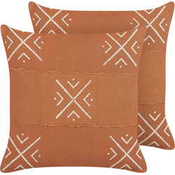 VITIS  - Sierkussen set van 2 - Oranje - 45 x 45 cm - Katoen