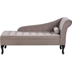PESSAC - Chaise longue - Taupe - Rechterzijde - Fluweel