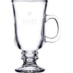 Clayre & Eef Theeglas  200 ml Glas Hart Happy Theemok