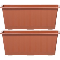 2x Terracotta kunststof Agro plantenbakken/bloembakken 40 cm - Plantenbakken