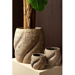 PTMD Bloempot Evanthia - 30x30x30 cm - Cement - Taupe