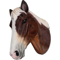 Villa Pottery  Paardenhoofd Wanddecoratie -Paard - Bruin Wit - 24x34x48