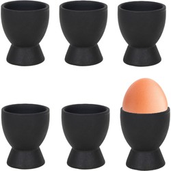 Bellatio Design Eierdopjes Paint it Black - set van 6x - zwart - keramiek - 8x6 cm - Eierdopjes