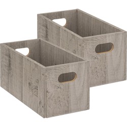 Set van 4x stuks opbergmand/kastmand 7 liter grijs/greywash van hout 31 x 15 x 15 cm - Opbergmanden