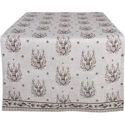Clayre & Eef Tafelloper 50x140 cm Beige Katoen Hert Tafelkleed