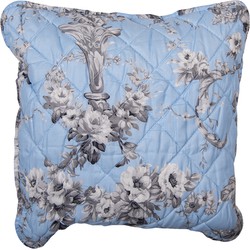 Clayre & Eef Kussenhoes  40x40 cm Blauw Polyester Vierkant Bloemen Sierkussenhoes