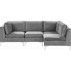 Beliani EVJA - Modulaire Sofa-Grijs-Fluweel