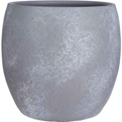 Mica Decorations Bloempot Lester rond mat lichtgrijs stone handgemaakt - 31 x Ø 33 cm