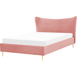 CHALEIX  - Tweepersoonsbed - Perzik - 160 x 200 cm - Fluweel