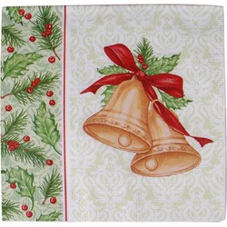 Kerst tafel servetten 20x st - 33 x 33 cm - Kerstbel print - Feestservetten