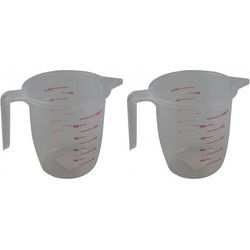 2x Kunststof maatbekers 1 liter - Maatbekers