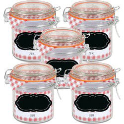 Weckpot/inmaakpot - 10x - 250 ml - glas - met beugelsluiting - incl. etiketten - Weckpotten