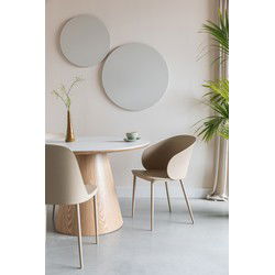 Eettafel Rond - Wit/Eiken MDF - 115x115x77cm - Almira