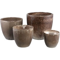 PTMD Bloempot Aleix - 53x53x52 cm - Keramiek - Bruin - Set van 4
