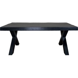 Eettafel Deks 200 cm - X-poot - Zwart Mangohout