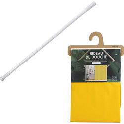 Douchegordijn met ringen - geel - pvc - 180 x 200 cm - incl ophangstang uitschuifbaar 70-120 cm - Douchegordijnen