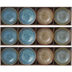 12x Snackschaaltjes/sausschaaltjes aardewerk rond 9 cm - Snack en tapasschalen