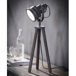 Tafellamp iron houten driepoot / Grijs
