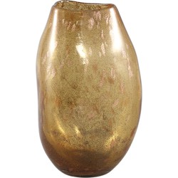 PTMD Menis Yellow glass vase crooked shape round S