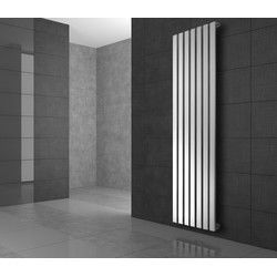 Badkamerradiator verticaal met middenaansluiting 370x1600 mm Wit met LuxeBath universele aansluitset