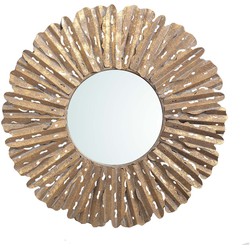 PTMD Resta Ronde Spiegel Zon - 71 x 3,5 x 71 cm - Metaal - Goud