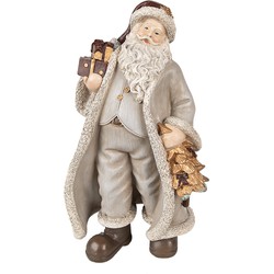 Clayre & Eef Beeld Kerstman 25 cm Grijs Polyresin Kerstfiguren