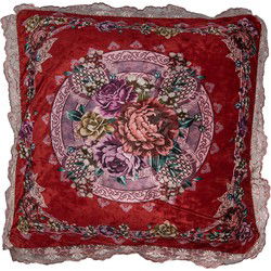 Clayre & Eef Kussenhoes Rood Synthetisch Bloemen