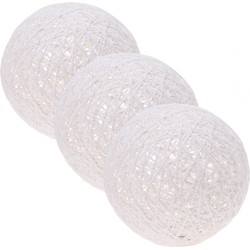 Set van 3x stuks verlichte decoratie bollen wit glitter 20 cm met 20 warm witte lampjes - kerstverlichting figuur