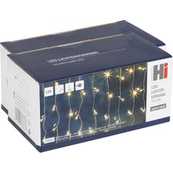 Set van 2x st lichtgordijnen ijspegel voor het raam met 120 leds warm wit 100 x 200 cm - Kerstverlichting lichtgordijn