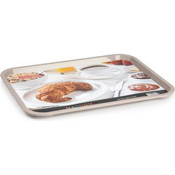 Plasticforte dienblad/serveerblad - Kunststof - 41 x 31 cm - taupe - Dienbladen
