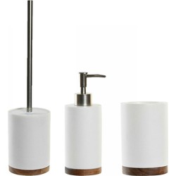 Toiletborstel met houder 41 cm en zeeppompje 300 ml keramiek/metaal - Badkameraccessoireset