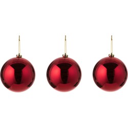 3x Grote kunststof kerstballen rood 15 cm - Kerstbal