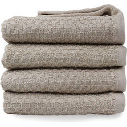 DoubleDry Handdoekenset - Popcorn Weave - 4 Stuks - 50x100 cm - 100% Katoen - OEKO-TEX Made in Green - Taupe
