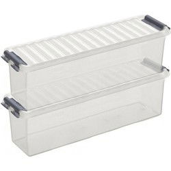 Sunware opbergbox - 2x - transparant - 1.3L - 27 x 8 x 9 cm - Opbergbox