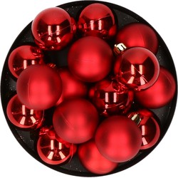 32x stuks kunststof kerstballen rood 4 cm - Kerstbal