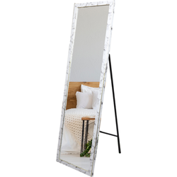 MISOU Passpiegel - Wit - Marmerlook - Staand- 44x126cm - Kinderkamer - Wandspiegel - Miroir Mural