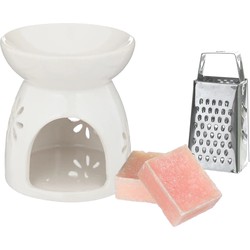 Amberblokjes/geurblokjes cadeauset - roos - inclusief geurbrander en mini rasp - Geurbranders