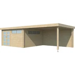 Woodlands blokhut modern met overkapping en dakisolatie, 815 x 385 cm