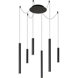 Zelda grote zwarte hanglamp diameter 120 cm LED dimbaar 6x4W 3000K