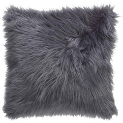 Dutch Decor MEES - Sierkussen 45x45 cm - donkergrijs - antraciet - fluffy - superzacht - Dutch Decor