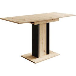 Meubella - Eetkamertafel Wendel - Eiken - Zwart - 140 cm - Uitschuifbaar