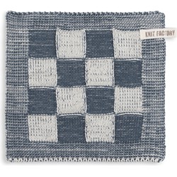 Knit Factory Gebreide Pannenlap Block - Ecru/Granit - 23x23 cm